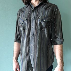 Plains Western Wear Vintage Pearl Snap Button Shirt